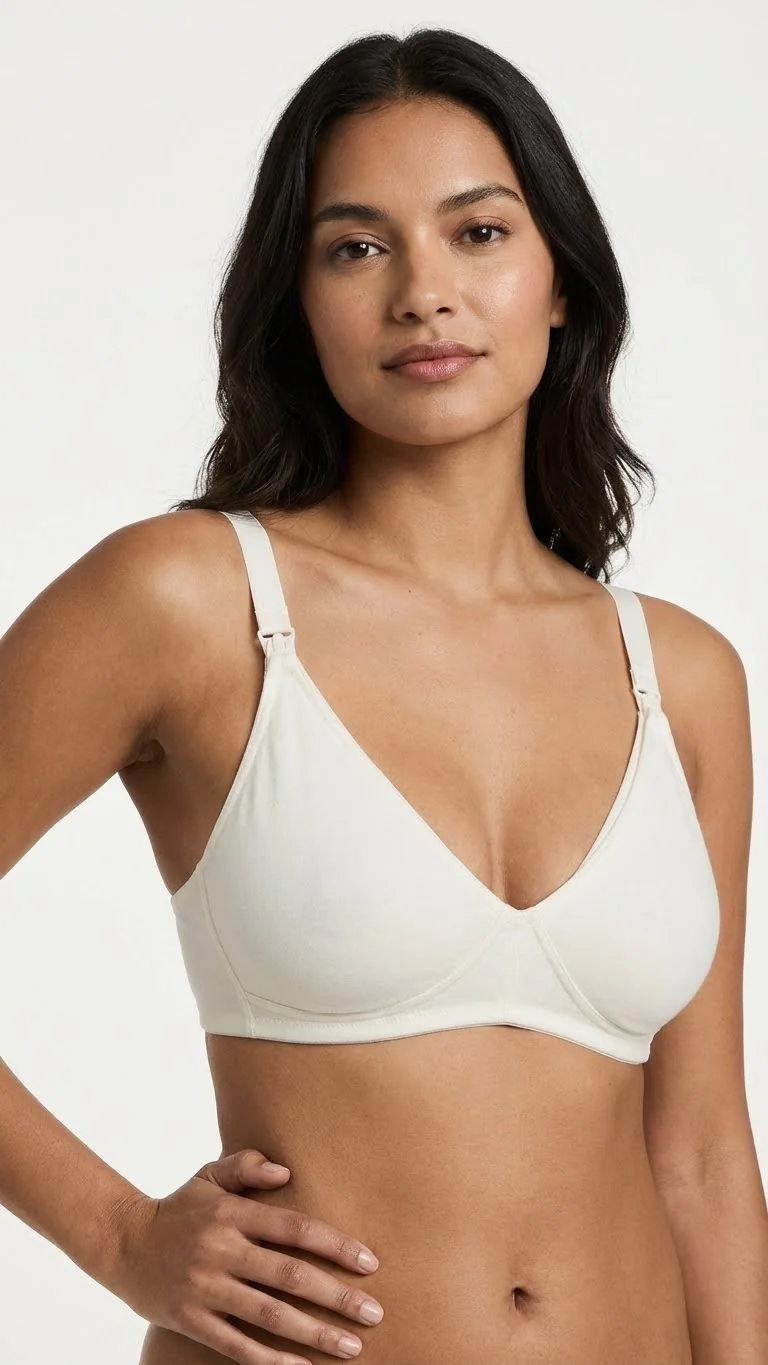 Pınarca Kadın Emzirme Sütyeni Penye Beyaz - Detay Görünüm